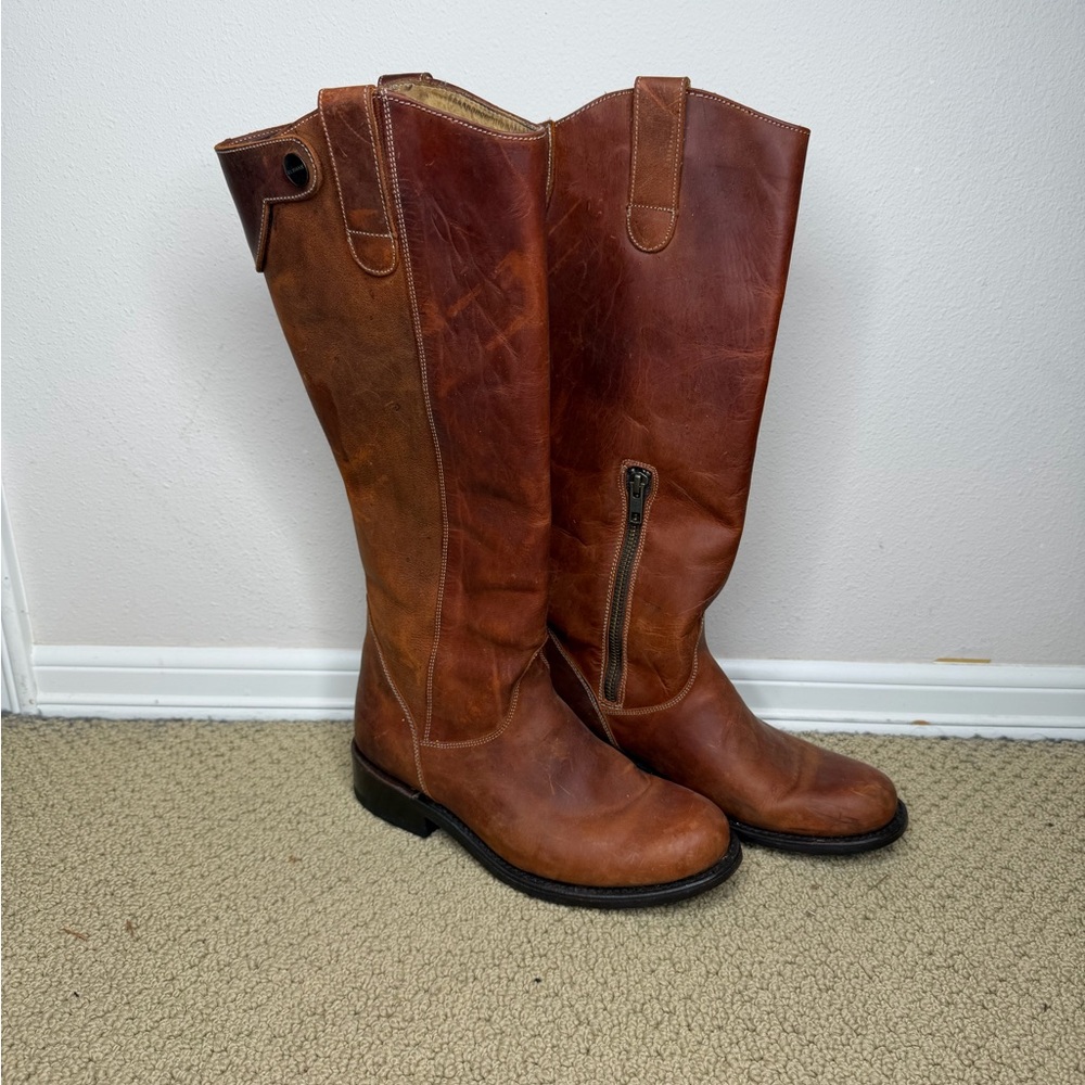 Stetson Leather Brown Knee High Boots (Women’s Size 6) Handmade in Mexico